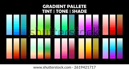 a set gradient color palet, tint, tone and shade gradation color