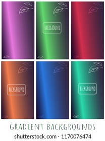 Set of Gradient color paper backgrounds with leaves -  for website,  presentation, mobile app