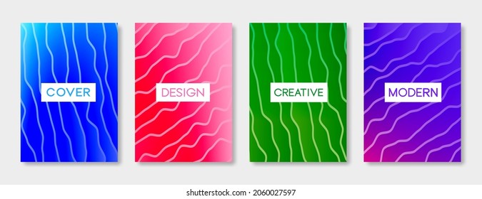 Set of gradient colorful cover design template with stripes for poster, card, flyer, brochure and wallpaper. Vector