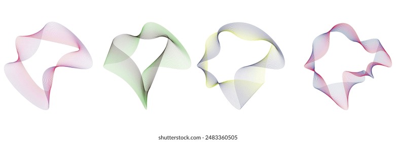Set of gradient colorful lines design fluid shape vector elements isolated on white background. vector