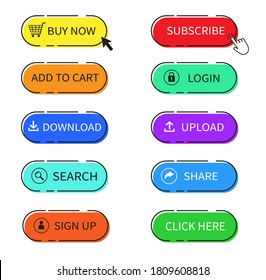 Set of the gradient colorful web buttons. Vector illustration. on white background