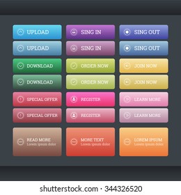 Set of the gradient colorful web buttons