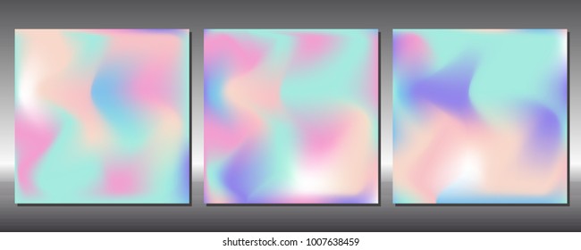 Set of gradient colors. Holographic background.