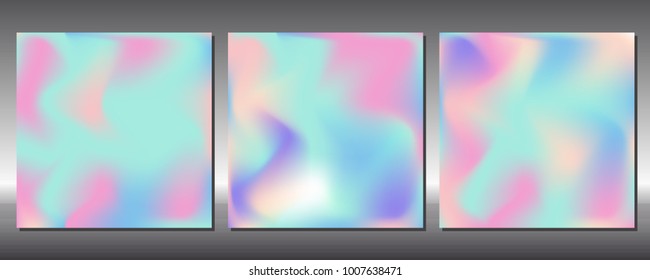 Set of gradient colors. Holographic background.