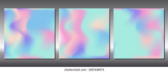 Set of gradient colors. Holographic background.