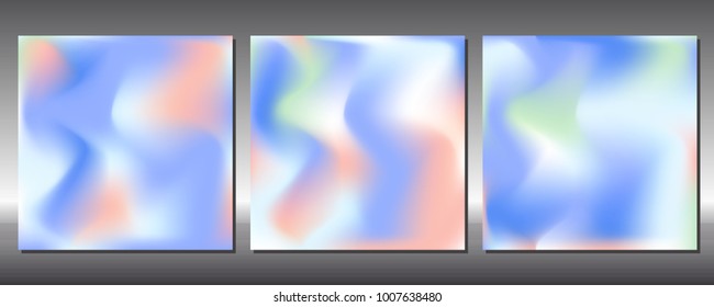 Set of gradient colors. Holographic background.