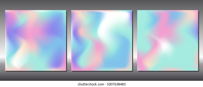 Set of gradient colors. Holographic background.