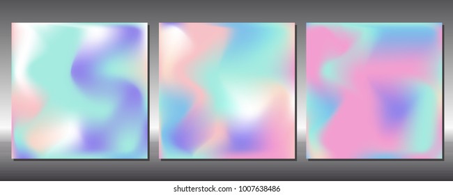 Set of gradient colors. Holographic background.