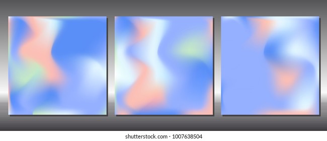 Set of gradient colors. Holographic background.
