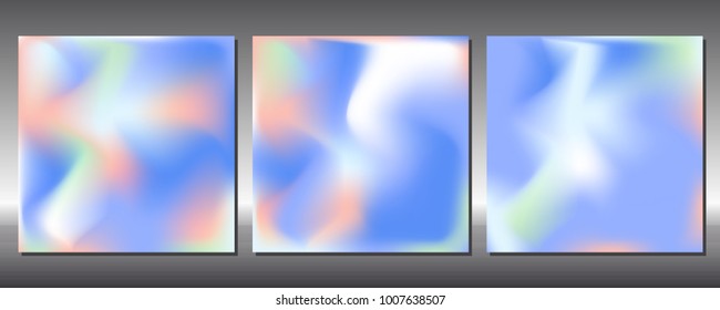 Set of gradient colors. Holographic background.