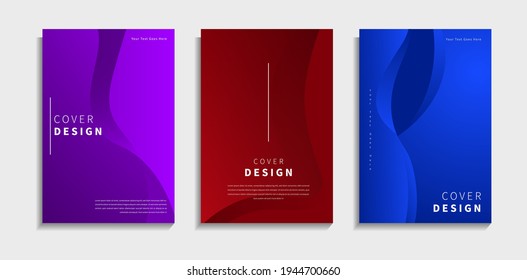 Set Of Gradient Cover Background With Minimal Curve Shapes Design. Can Be Used For Poster, Flyer, Presentation Or Brochure Template.