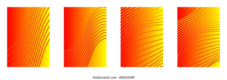 Set of Gradient Covers. Delicate Backgrounds in Modern Style. Templates for Poster, Broshure, Flyer, Booklet. With Soft Color Transitions from Orange to Yellow