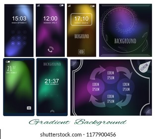 Set of Gradient dark backgrounds for screen, wallpaper of mobile, presentation, page