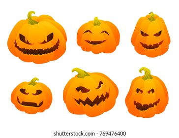 Set of Gradient elements Pumpkin face for Halloween. Holidays character design