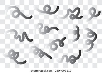 Set of gradient flowing lines and loops in vibrant colors. Editable ribbons, geometric smooth shapes for party designs, event backgrounds. Liquid futuristic elements. Vector illustration.