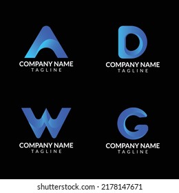 Set of gradient font logo templates vector