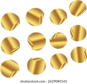 Set of gradient gold folded sticker vector illustration. Good for banner, poster, greeting card, party card, invitation, template, advertising, campaign, and social media.