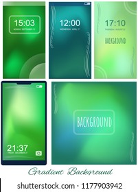 Set of Gradient green and blue mesh backgrounds for screen, presentation, wallpaper of mobile, web