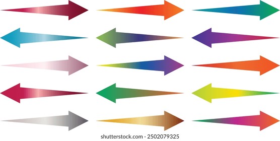 set of gradient hand drawn arrow symbol. simple gradient arrow icon vector illustration.