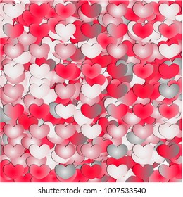 set of gradient hearts from red to white background