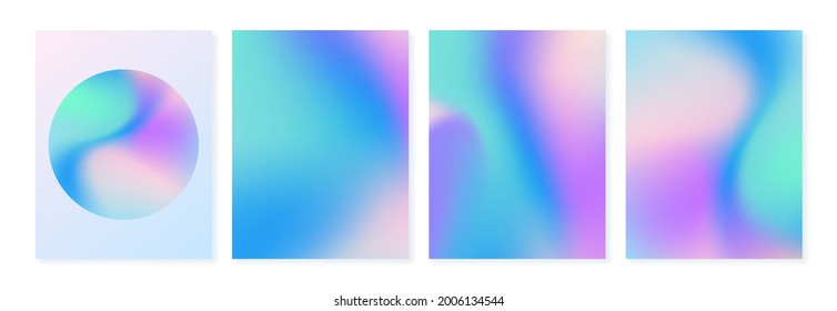 Set of gradient holographic backgrounds. For covers, wallpapers, branding and other projects. Can be used for web and print.