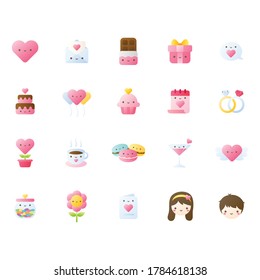 Set gradient icon love valentine's day cute 