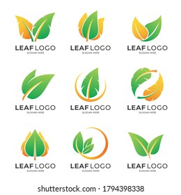 set of gradient leaf logo for company