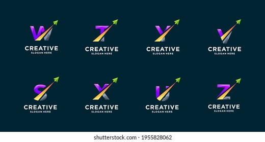 Set gradient letter   arrow logo design inspiration