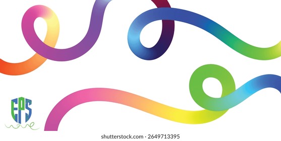 Set of Gradient Lines in Doodle Style. Abstract 3d Graphic Design Elements. Vector Color Squiggle Shapes.eps10
