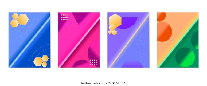 ESTABLECER COLOR LÍQUIDO GRADIENTE. POSTER BACKGORUNUND CON FORMAS GEOMÉTRICAS PLANTILLA DE VECTOR DE DISEÑO BUENO PARA POSTER, PAPEL DE PARED, CUBIERTA, MARCO, VOLADOR, MEDIOS SOCIALES, TARJETA DE RECIBIMIENTO