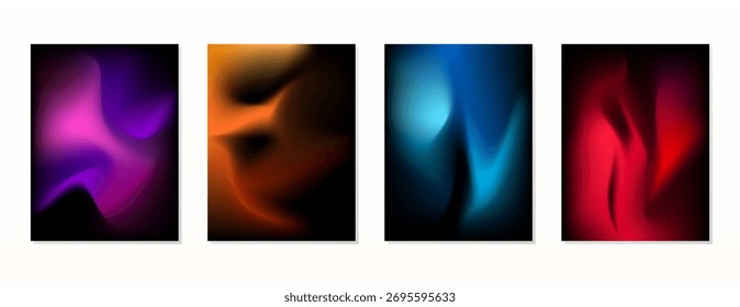 SET GRADIENT LIQUID COLOR. POSTER DARK BACKGORUND DESIGN VECTOR TEMPLATE GOOD FOR POSTER, WALLPAPER, COVER, FRAME, FLYER, SOCIAL MEDIA, GREETING CARD
