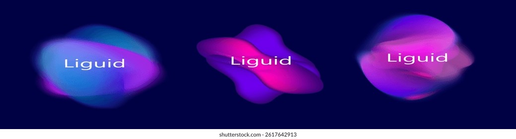 Set of gradient liquid shapes. Fluid dynamic elements for your creative graphic design. Vector illustration. Eps 10