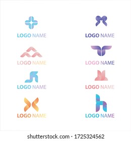 Set gradient logo template with abstract shape