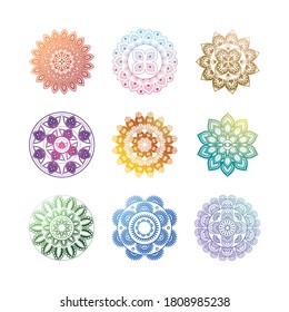 set of gradient mandalas on white background vector illustration design