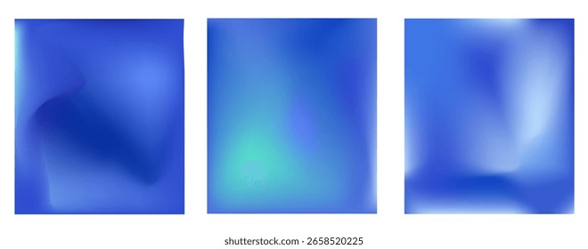 Conjunto de fondos lisos marinos de malla degradada. Diseño abstracto de color verde aguamarina de malla degradada azul.  Vector plano