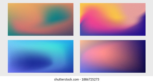 Set of Gradient mesh color backgrounds template with texture. Abstract modern screen design for mobile app. Soft color gradients. New design for ad, poster, banner of your website. Vector illustration