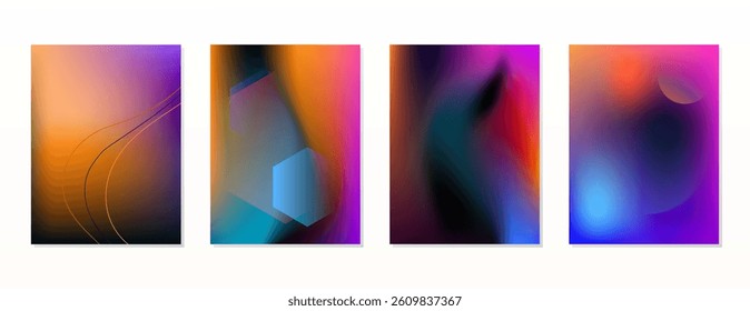 SET GRADIENT MESH FLUID BLURRED COLOR . POSTER BACKGORUND DESIGN WITH COPY SPACE AREA VECTOR TEMPLATE GOOD FOR POSTER, WALLPAPER, COVER, FRAME, FLYER, SOCIAL MEDIA 