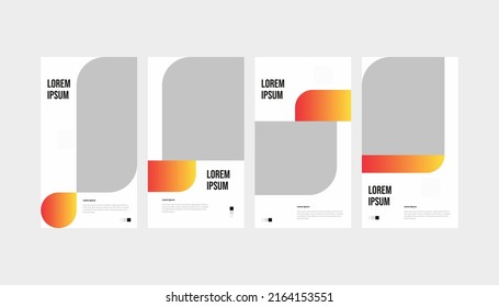 Set Of Gradient Orange White Minimal Roll Up Standee Banner And Social Media Story Template