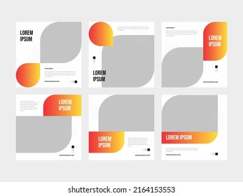 Set of Gradient Orange white minimal square banner and social media post feed template