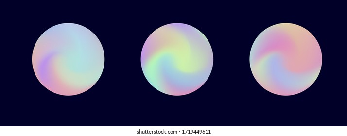 Set of gradient orbs. Colorful circles in neon holographic tones.
