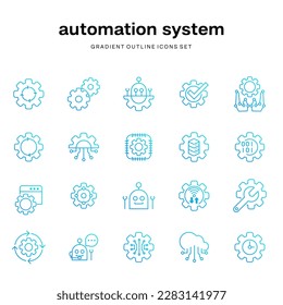 conjunto de iconos de contorno de degradado para el sistema de automatización automática