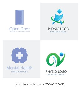 Set of gradient physiotherapy logo templates Physiotherapy logo template collection