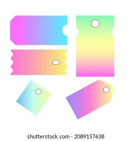 A set of gradient price tag label on white background,Isolated blank gradient offer badge sticker vector art