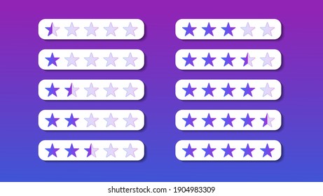 Set Gradient Rate Star. Purple Rating Star Sets