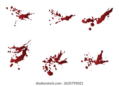 Set of gradient red blood splash dripping vector background