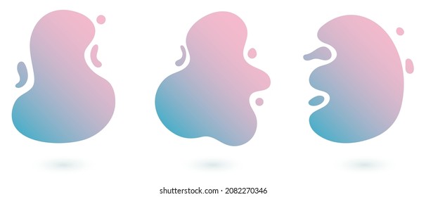 Set of gradient shapes. Abstract fluid design. Trendy colorful background.