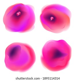 A set of gradient shapes . Pink bright energies . Modern abstract background texture. Template for the design. Isolated objects. Vector