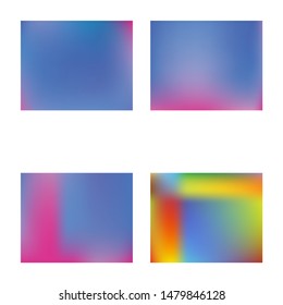 Set of gradient smooth mesh backgrounds. Minimal backdrops with simple muffled colors. Vector illustration elements. Blue eco templates for your poster, banner or graphic design.