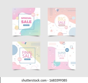 set of Gradient soft background in pastel colors. Liquid dynamic shapes abstract composition.