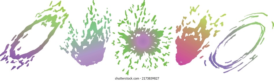 A set of gradient spots. Illustration, splash, green, purple, orange, drop, ready to use, eps. For your design